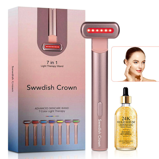 SWWDISH CROWN 7 Color Beauty Facial Wand With 24K Serum