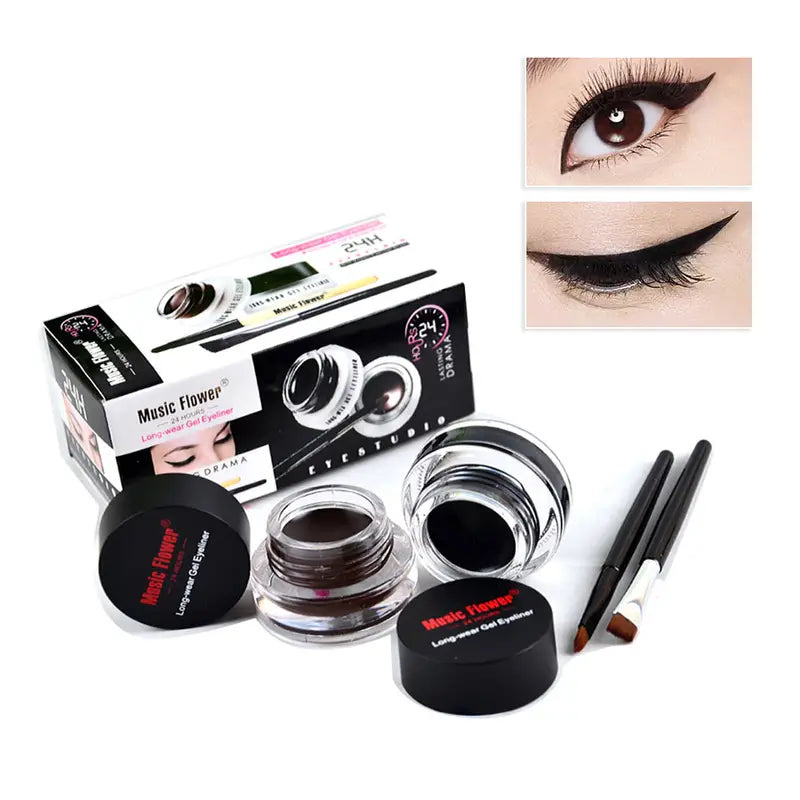 2pcs Dual Colour Eyeliner Set - Black & Brown